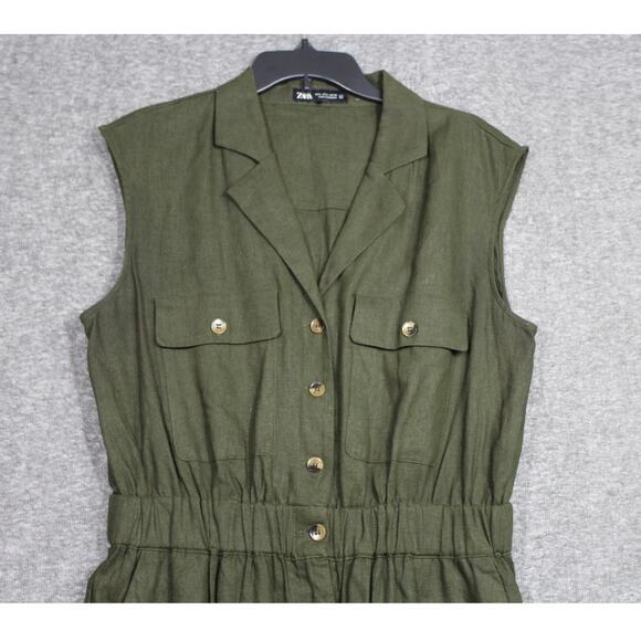 ZARA SLEEVELESS LINEN BLEND JUMPSUIT L - Picture 4 of 7